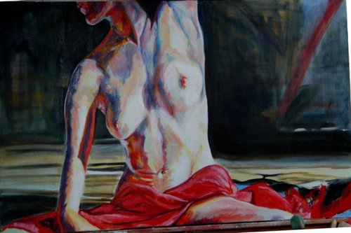 Nude Dancer series, one of a subset-"Bookends" by Sandi J. Ludescher