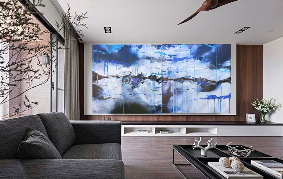 Abstract Oil Painting By Susan Wooler, 79 X 39", Antarctica, Original Artwork