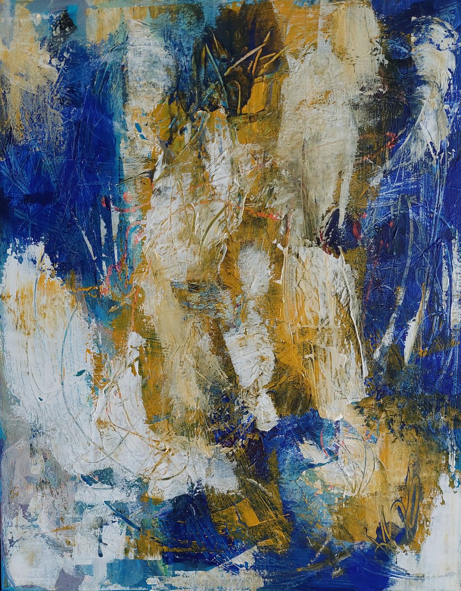 Abstract Acrylic Painting By Els Driesen, 16 X 20, Find Your Man, Original Artwork