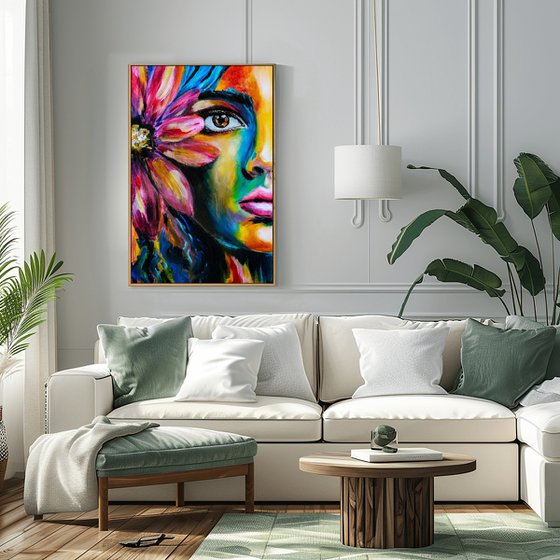 Radiant Soul - Floral Portrait Painting