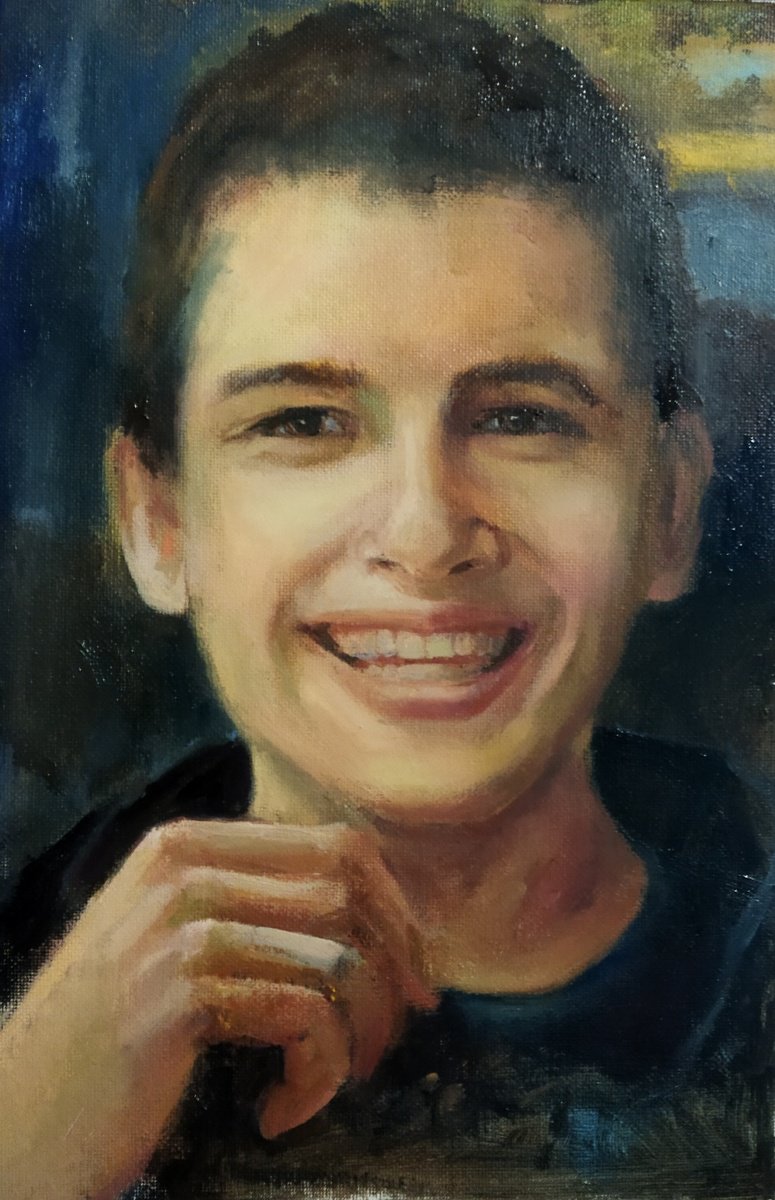 Expressive Portrait Oil Painting By Ann Krasikova, 8 X 12, Male Portrait Study, Original Artwork