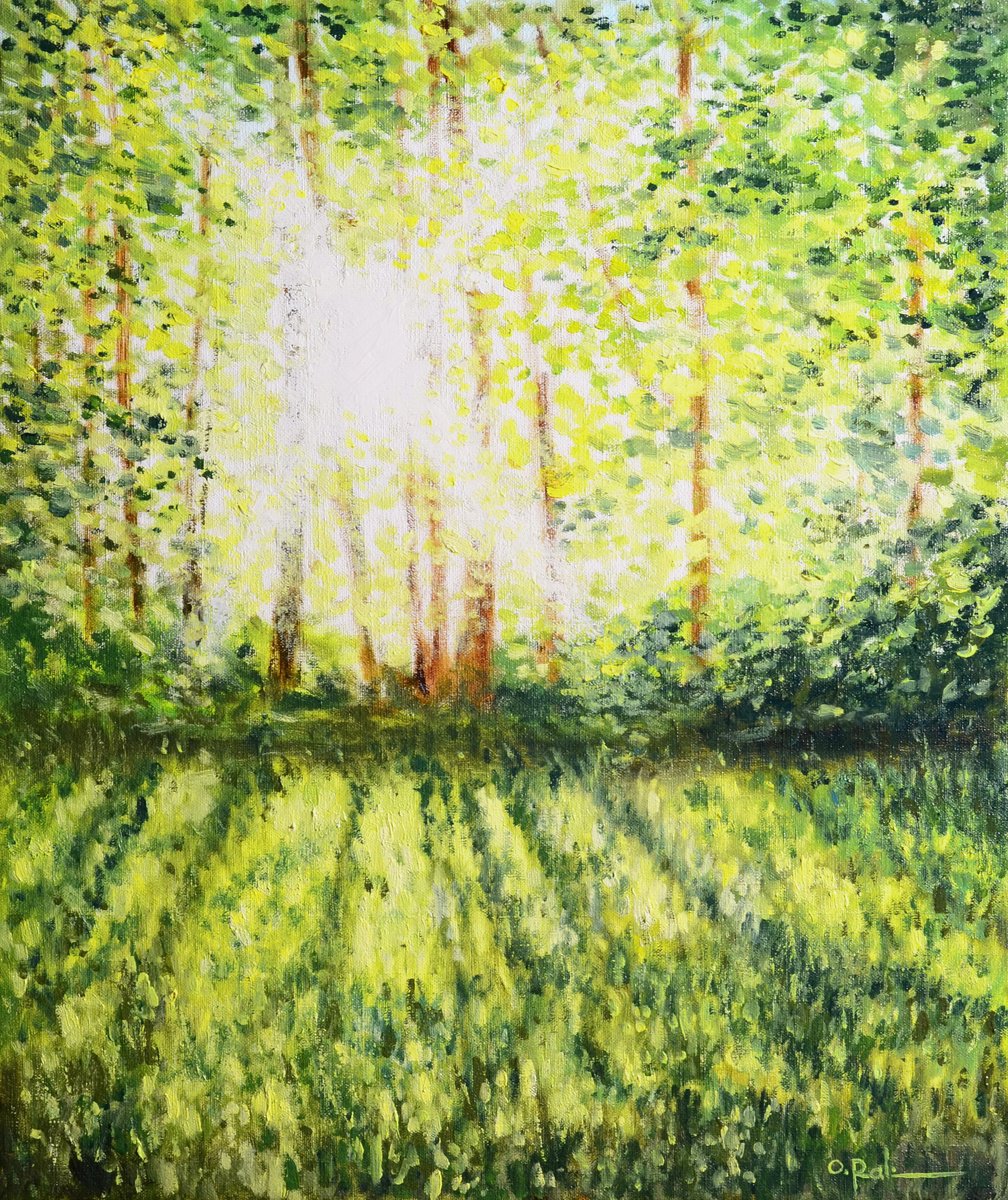 Impressionistic Landscape Oil Painting By Oleh Rak, 20 X 24", Morning, Original Artwork