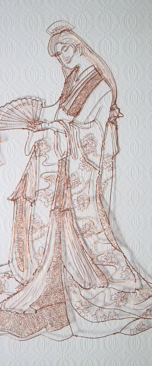 Japanese Geisha Wire Sculpture by Jane Tilley