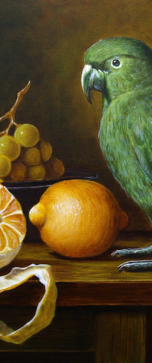 Peeled lemon with parrot by Jean-Pierre Walter