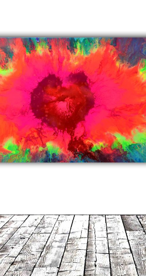 Heartbeat 2 - 200x80 cm - Huge, Big Painting XXXL - Large Abstract, Supersized Painting - Ready to Hang, Hotel Wall Decor by Soos Tiberiu