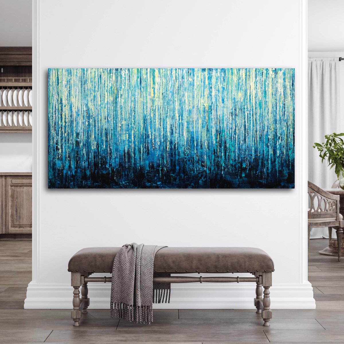 Abstract Acrylic Painting By Behshad Arjomandi, 59 X 29, Dreamscape Vii, Original Artwork