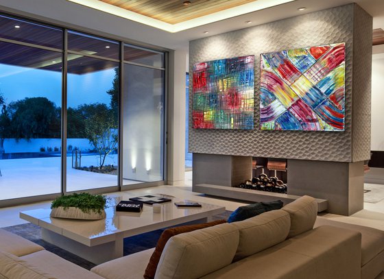 "Ebb And Flow" - Save As A Series - Original Extra Large PMS Abstract Diptych Oil Paintings On Canvas - 72" x 36"