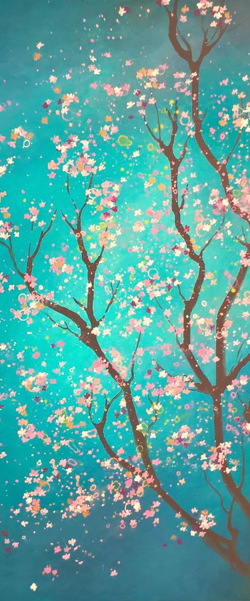 pink and gold blossom by Lisa Mann