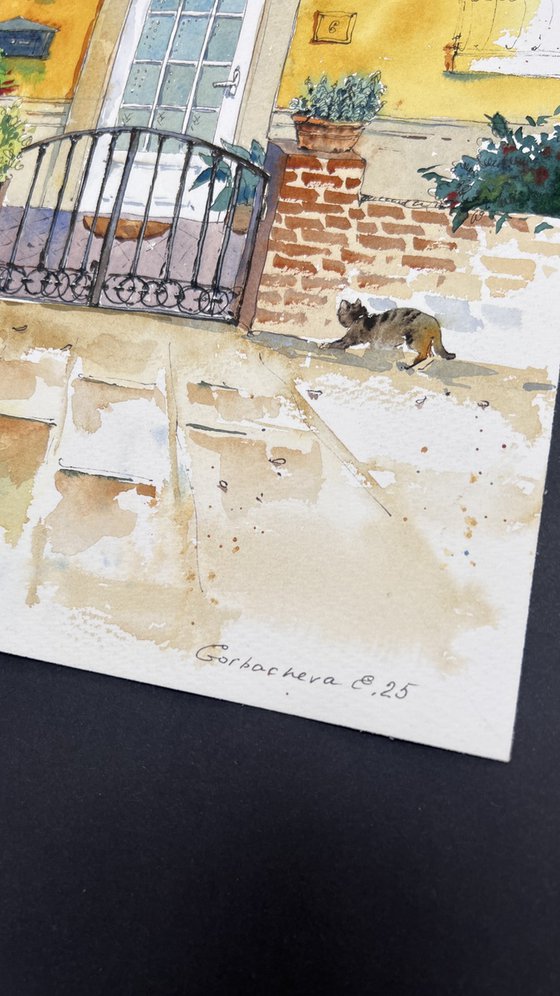 Spanish Courtyard with Cat