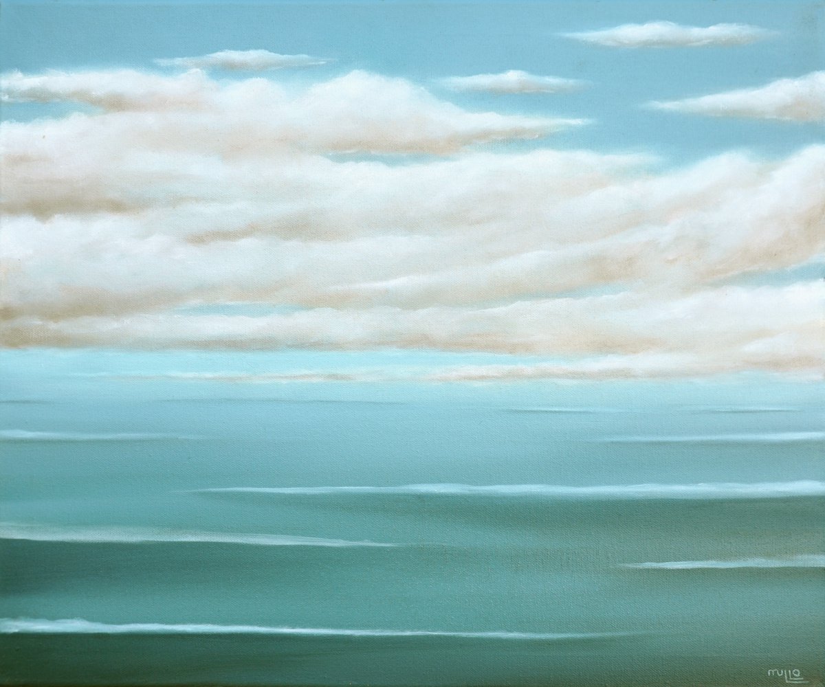 Organic Landscape Oil Painting By Mullo Art, 24 X 20", Immortal Sea, Original Artwork