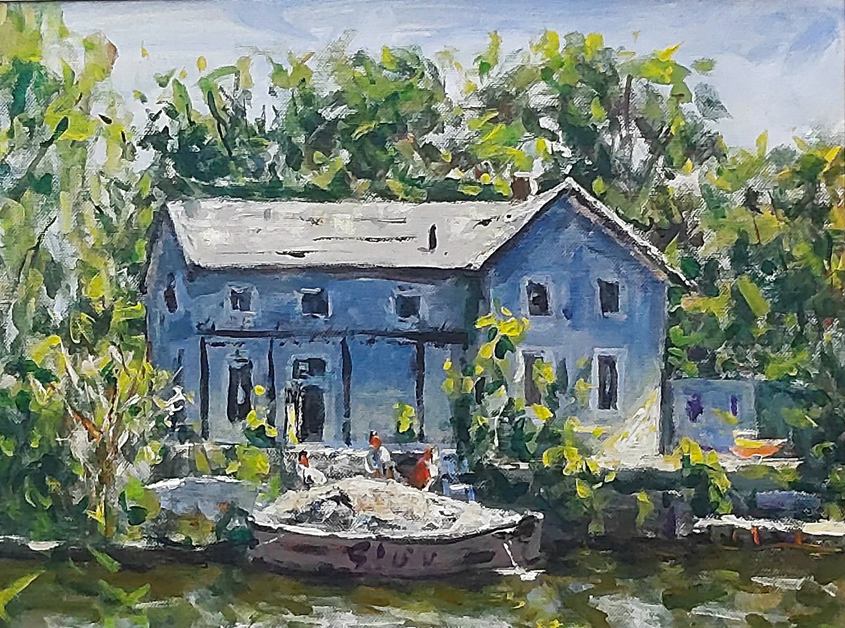 Boat and house by Dimitris Voyiazoglou