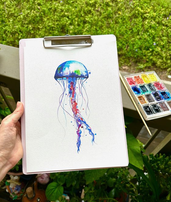 Jellyfish, watercolor
