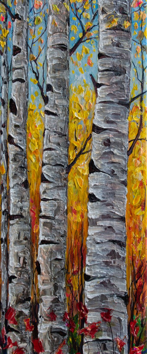 Impressionistic Colorado Aspen Trees Vertical Panorama by Lena Owens at OLena Art