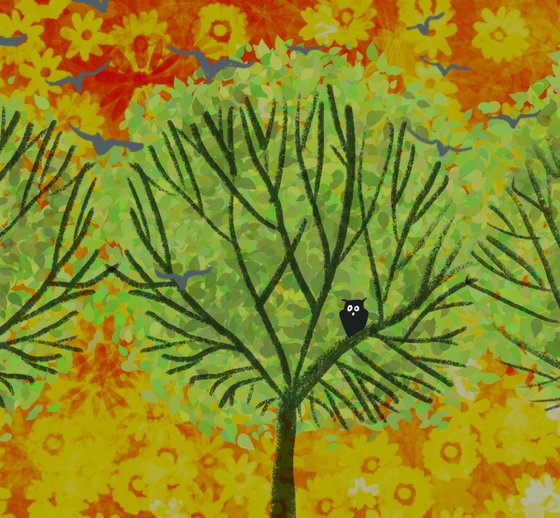 The Blackbirds , cute lovebird tree artwork v2