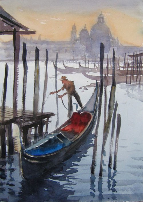 Venice ,end of the day... by Goran Žigolić Watercolors