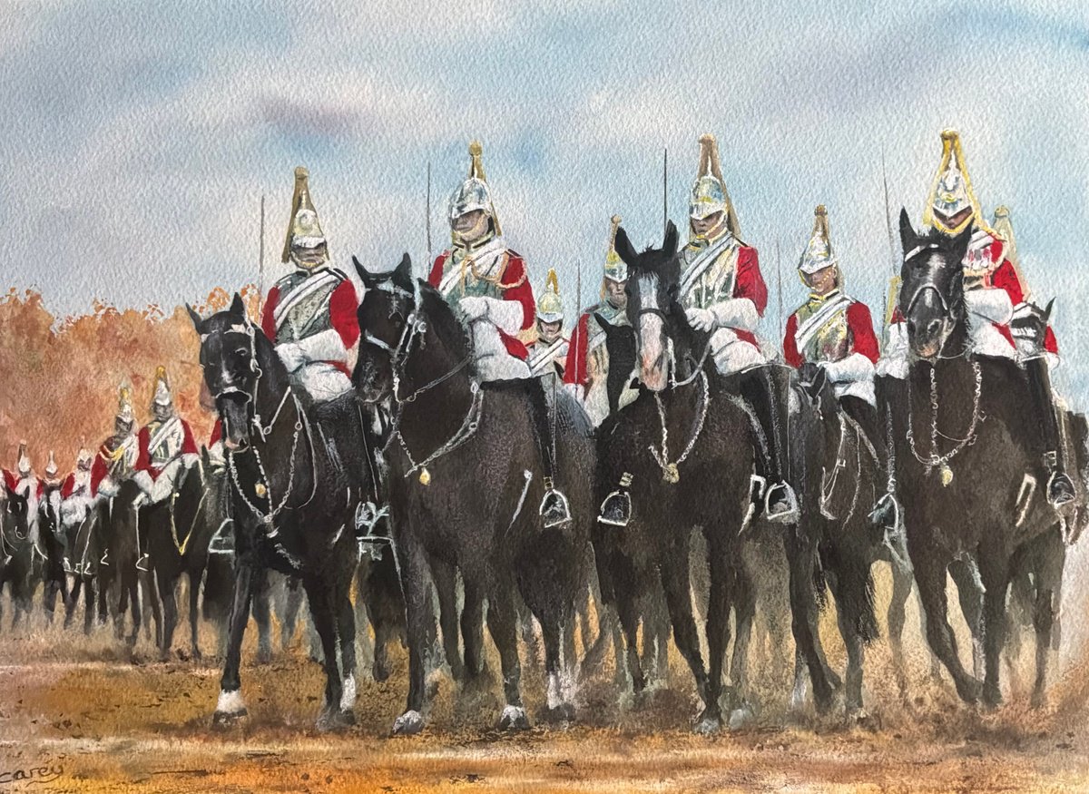 Photorealistic Watercolour , The Household Cavalry By Darren Carey, 15 X 11, Artwork For Sale On Artfinder