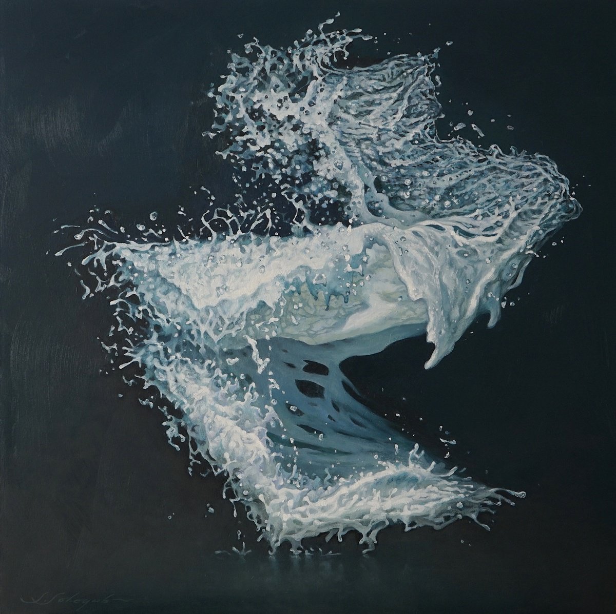 Surrealistic Landscape Oil Painting By Sergej Sologub, 39 X 39", Gravity, Original Artwork