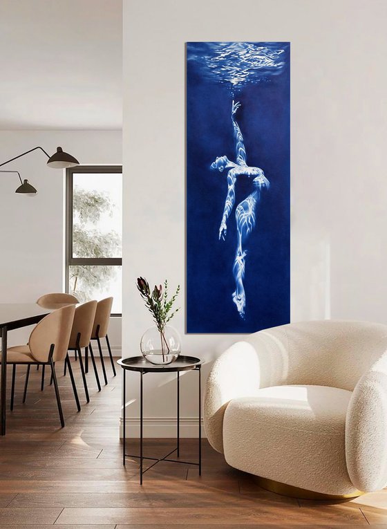 Siren's Call - Vertical Blue Underwater Nude