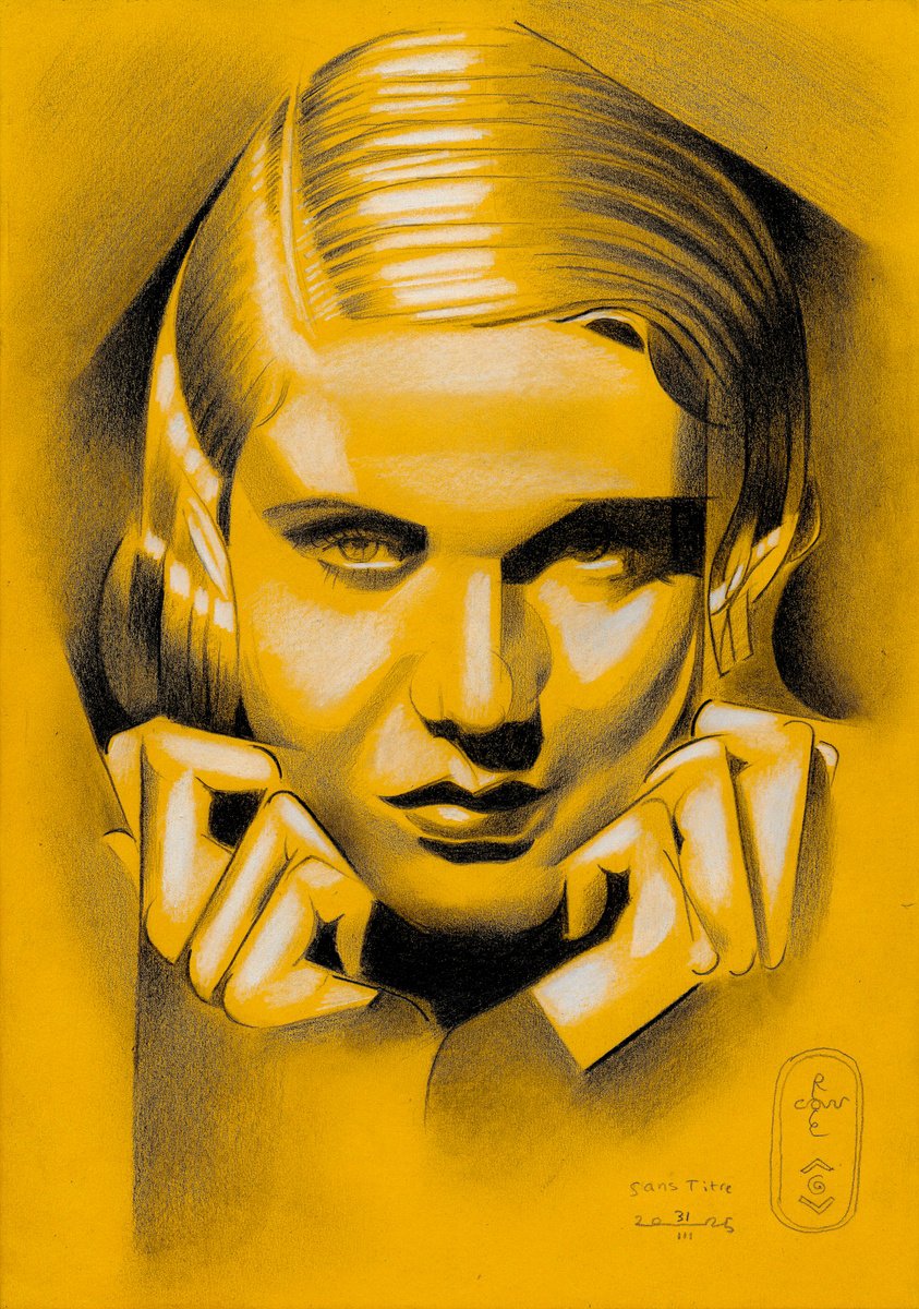 Geometric Portrait Pencil Drawing By Corne Akkers, 8 X 12, Sans Titre - 31-03-25, Original Artwork