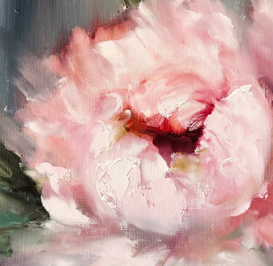 ROYAL PEONY - Large Flowers. Peony art. Peony Flowers. Bedroom. Gray wall. Blush. Abstract peony. Pink. Peony Bouquet.