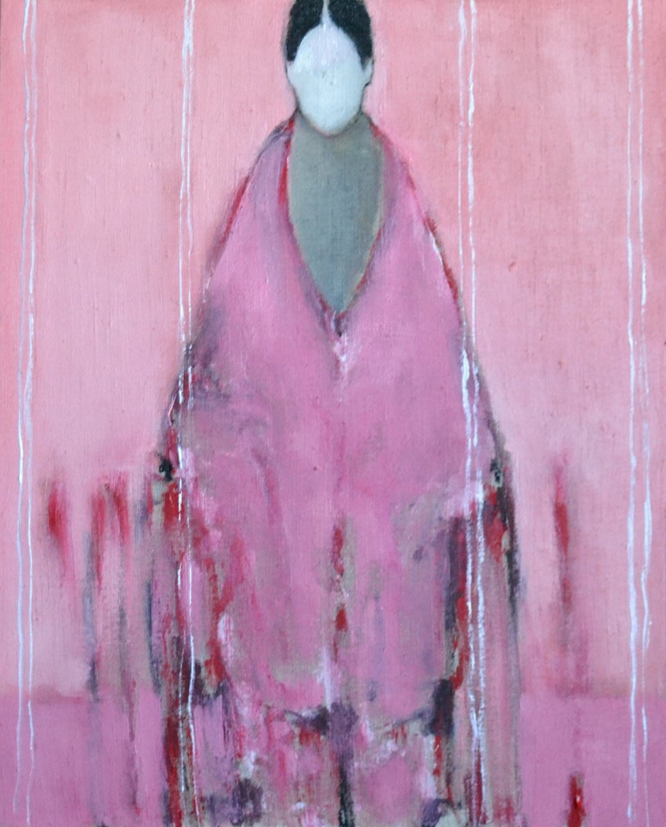 Abstract Portrait Painting By Gela Mikava, 12 X 16, The Alienation, Original Artwork