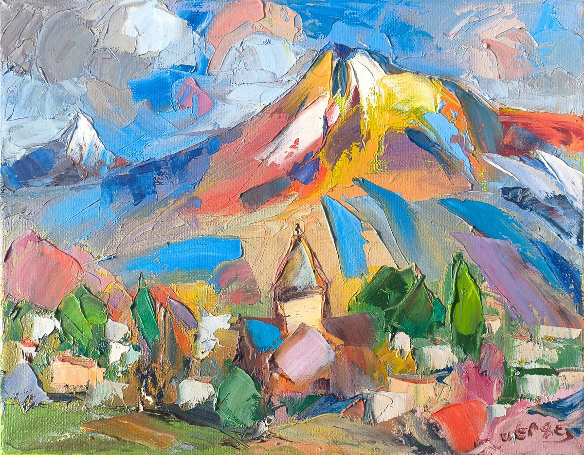 Mountain Village By Sergey Arustamyan, 12 X 9, Artwork For Sale On Artfinder