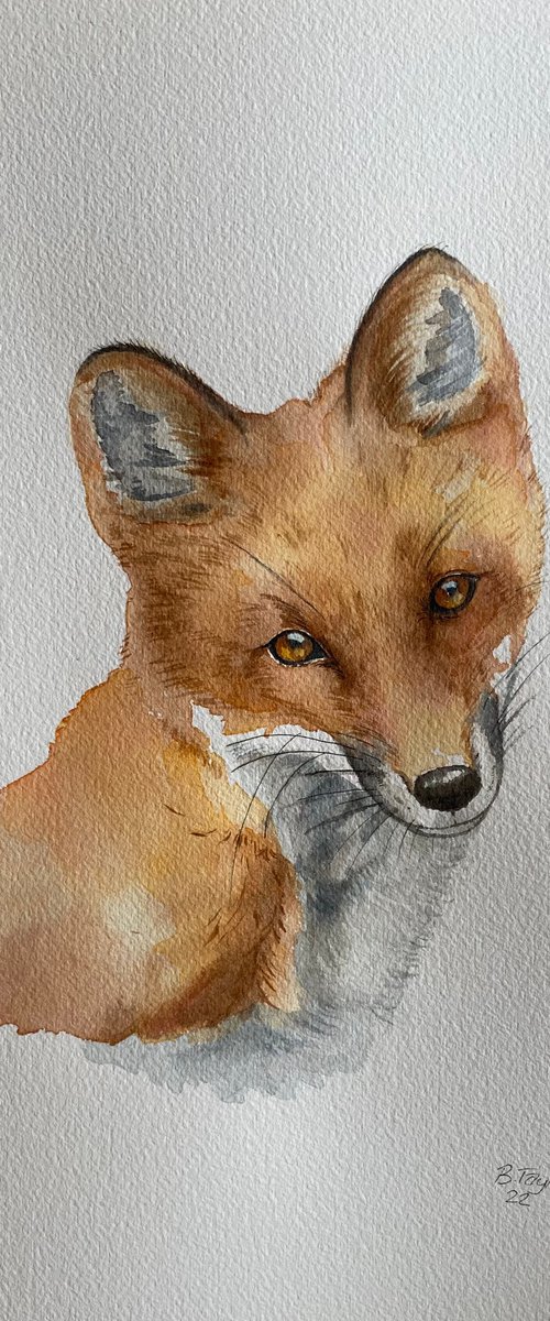 Fox watercolour painting by Bethany Taylor