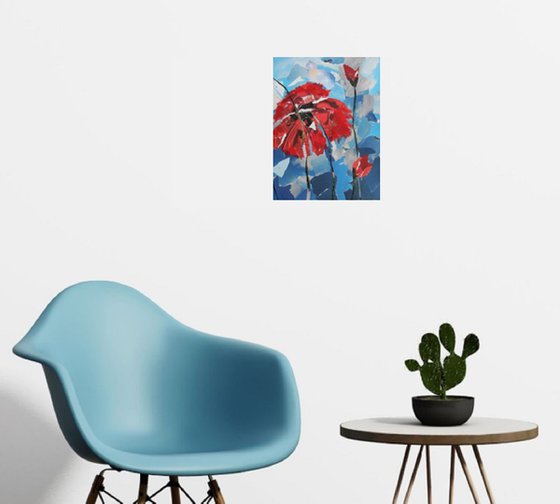 Poppies, Collage, Free shipping