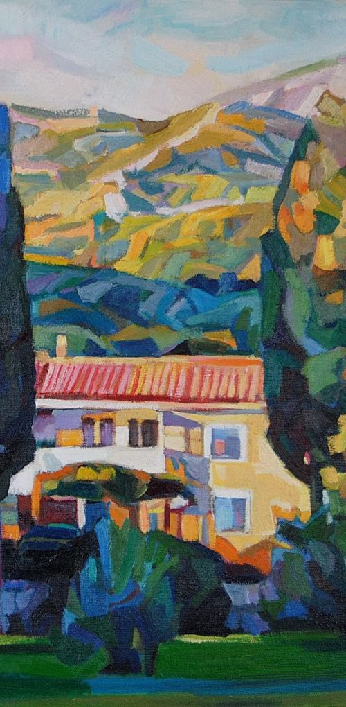 Mediterranean house surrounded by cypress trees by Maja Đokić Mihajlović