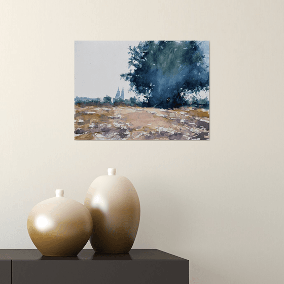 Wheat field with big tree