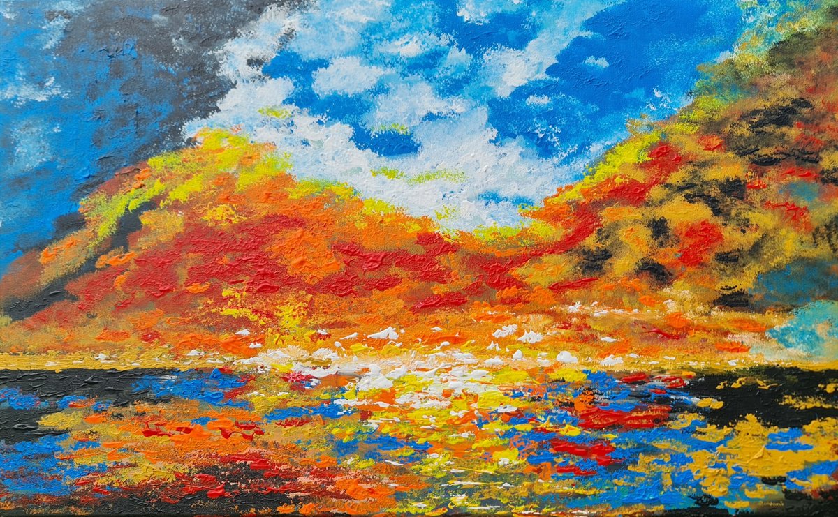 Abstract Landscape Acrylic Painting By Daniel Urbani?k, 31 X 20, Abstract Landscape 1, Original Artwork