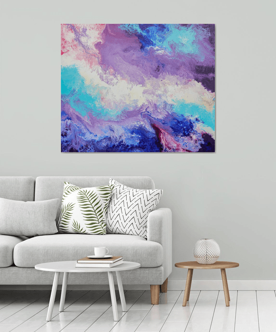" Forever Light " 120 / 100 cm original abstract painting, office art, home decor, gift idea, modern art, sky, storm, water