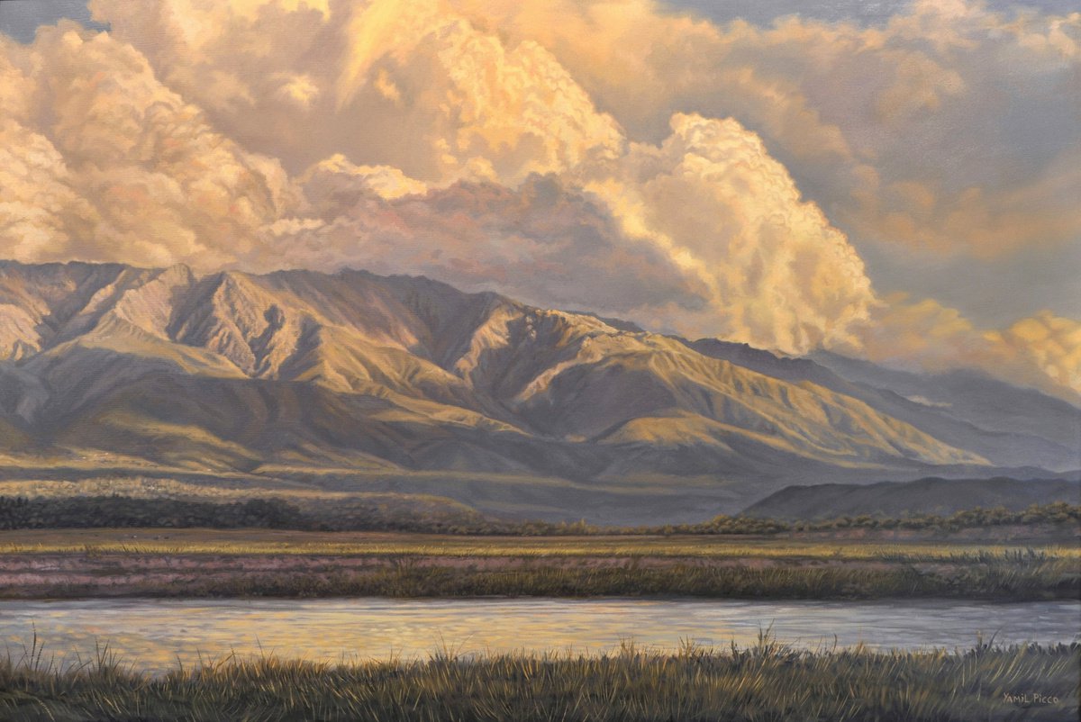 Photorealistic Landscape Oil Painting By Yamil Picco, 47 X 31", "Lejos Del Mundanal Ruido", Original Artwork