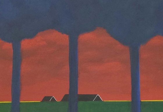 Trees are blue, the sky is glowing