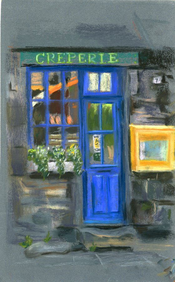 Blue door painting (pastel)