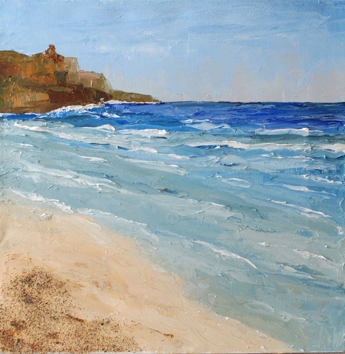 Porthmeor Beach - Surf And Sand By Ann Palmer, 18 X 18, Artwork For Sale On Artfinder