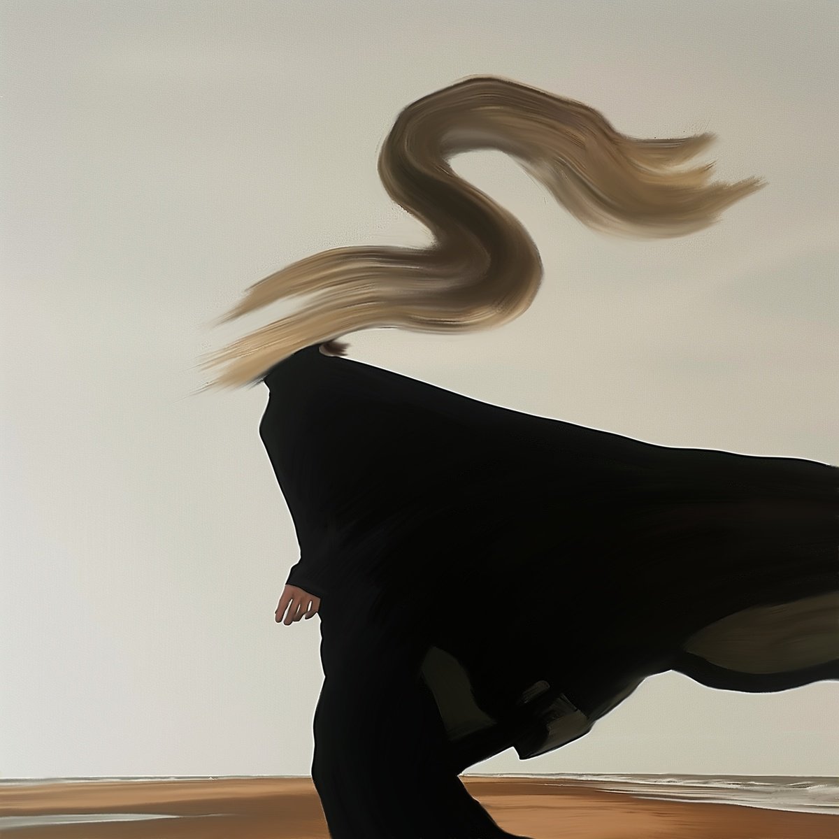 Expressive Portrait Acrylic Painting By Anzhelika Klimina, 24 X 24, Lonely Figure N17, Original Artwork