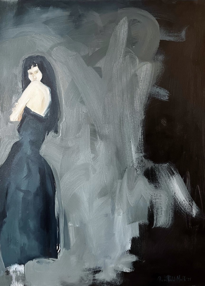 Abstract Portrait Oil Painting By Romuald Mulk Musiolik, 20 X 28", Sonosolli 6, Original Artwork