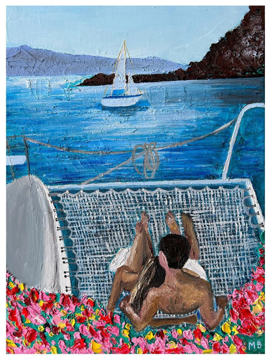 Lovers In Santorini by Maria Liddy