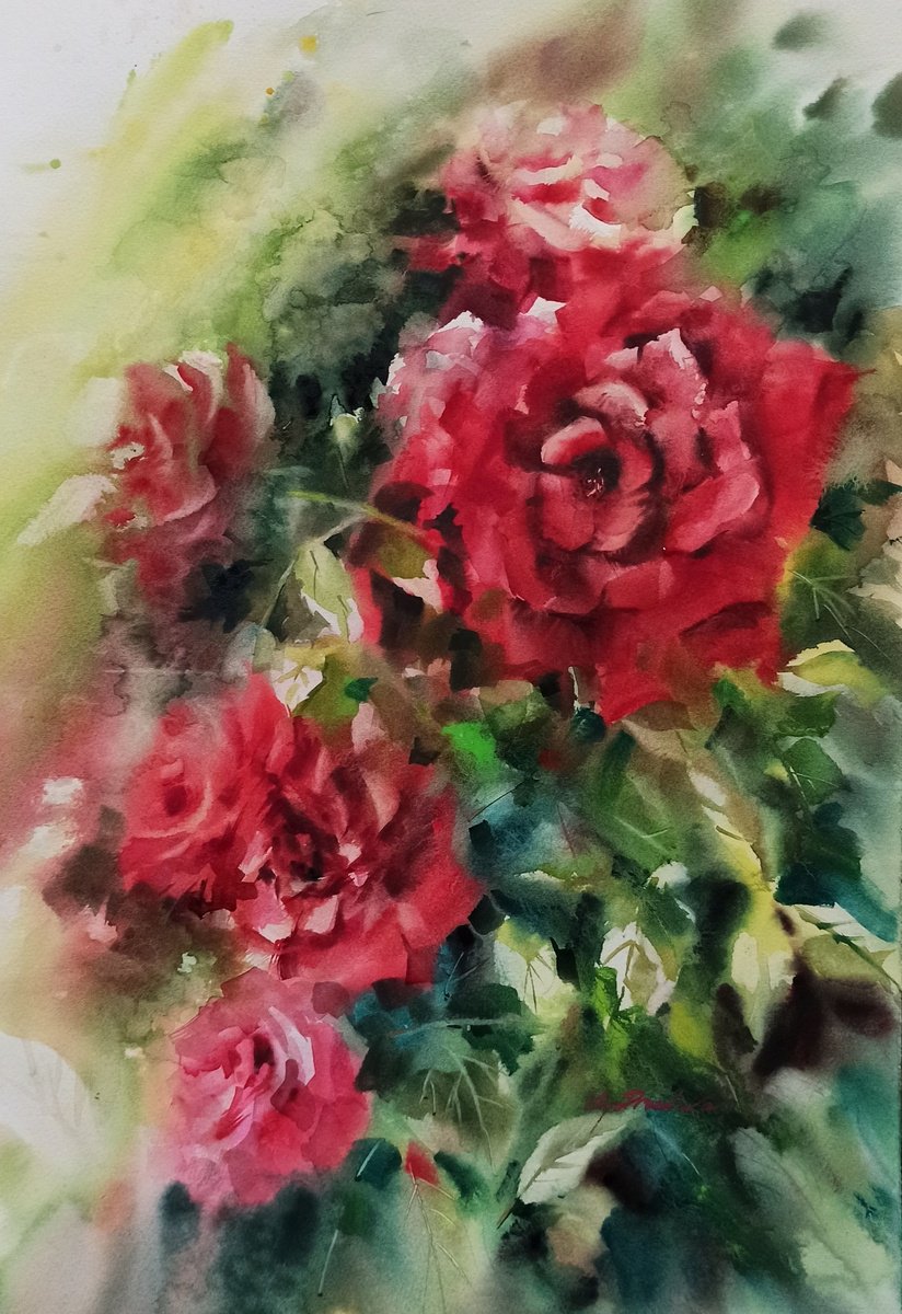 A smell of red roses by Olga Drozdova