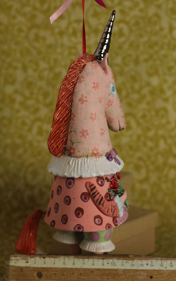 Happy Unicorn, SCULPTURED CERAMIC BELL DOLL 2017