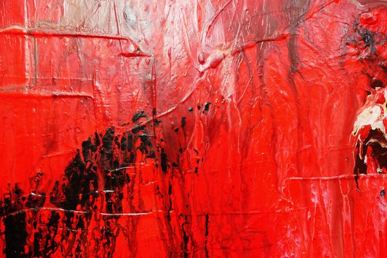 Red Sass 140cm x 100cm Red Cream Textured Abstract Art