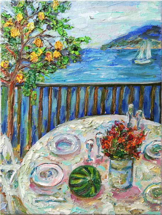 "Summer in Southern Italy " Original Oil Painting 9x7"