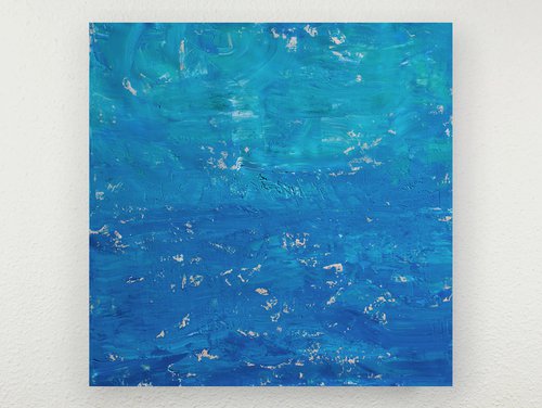 Aqua Blue 200813, minimalist abstract blue seascape by Don Bishop