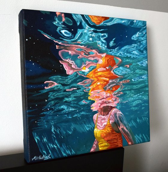 Underneath LVXVI - Miniature swimming painting