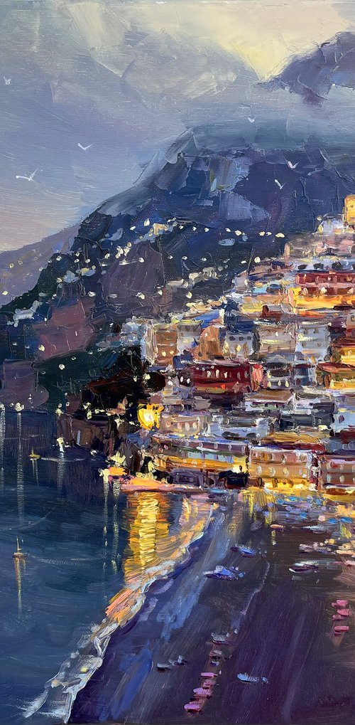 Sunset over the city by Evgeny Chernyakovsky