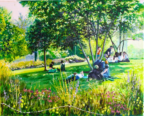 London Olympic Park picnickers by Rod Bere