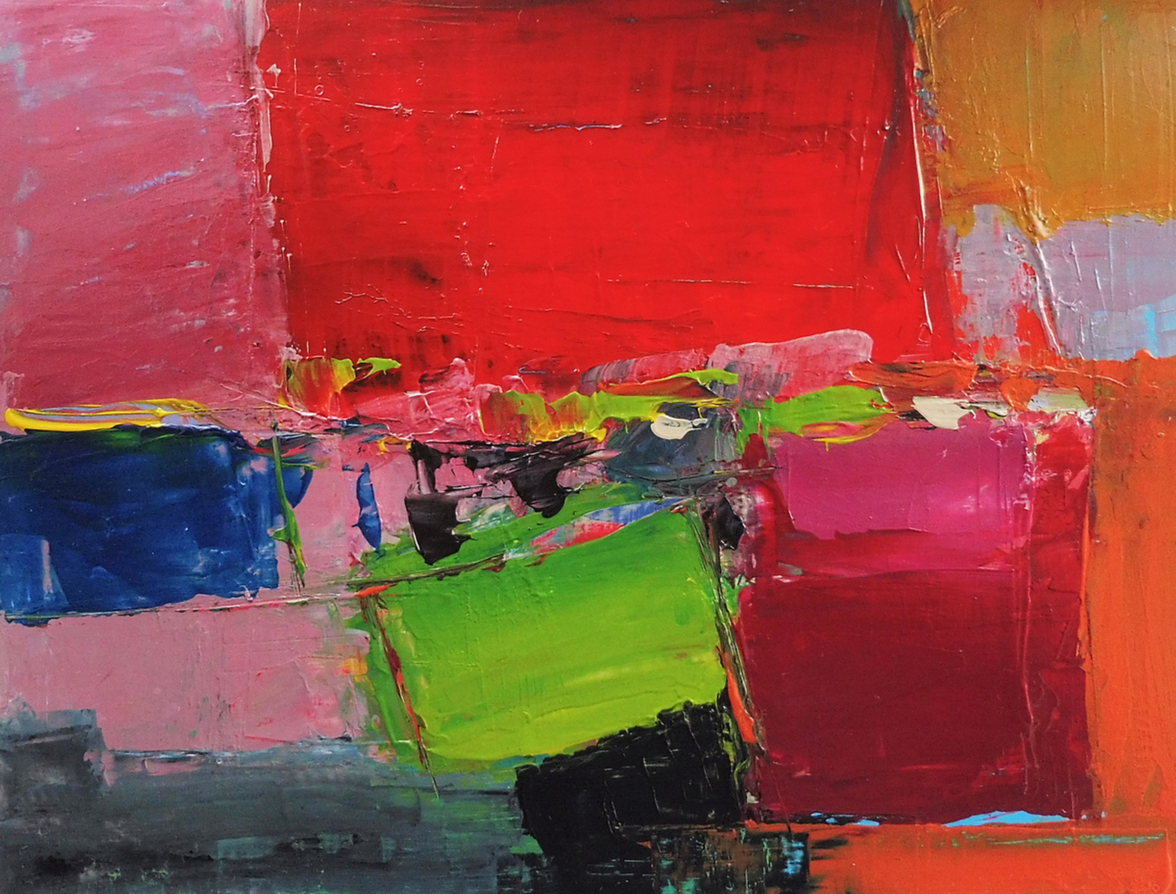 Red Sun Over Green Pastures Original Abstract A Artfinder