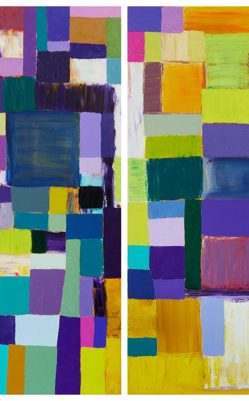 Squares / Yellow Purple by Simon Findlay