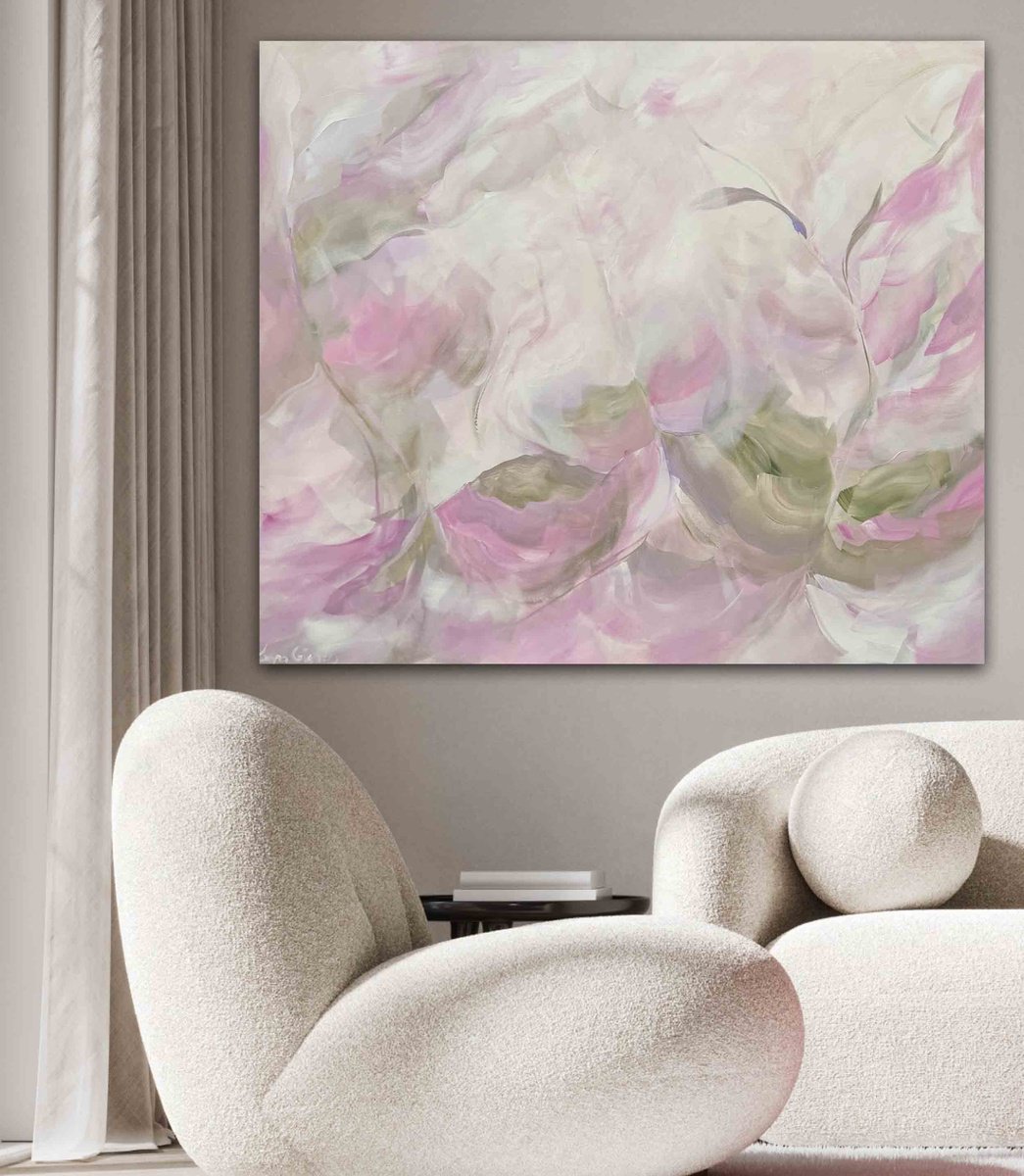 Abstract Botanical Acrylic Painting By Ivana Gigovic, 47 X 39, Spring Delight No 30, Original Artwork